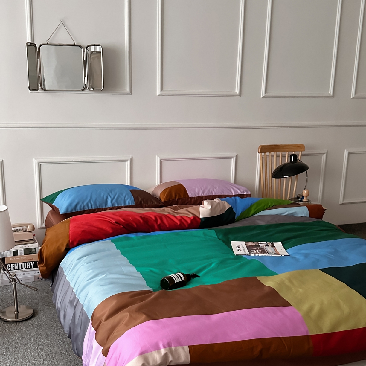 91家纺网 家纺一手货源 找家纺 （总）柚可家居 2026新款50支数码活性套件-方块宇宙（手提袋+控价）套件会员减20元 严格控价券后不低于 328和348元