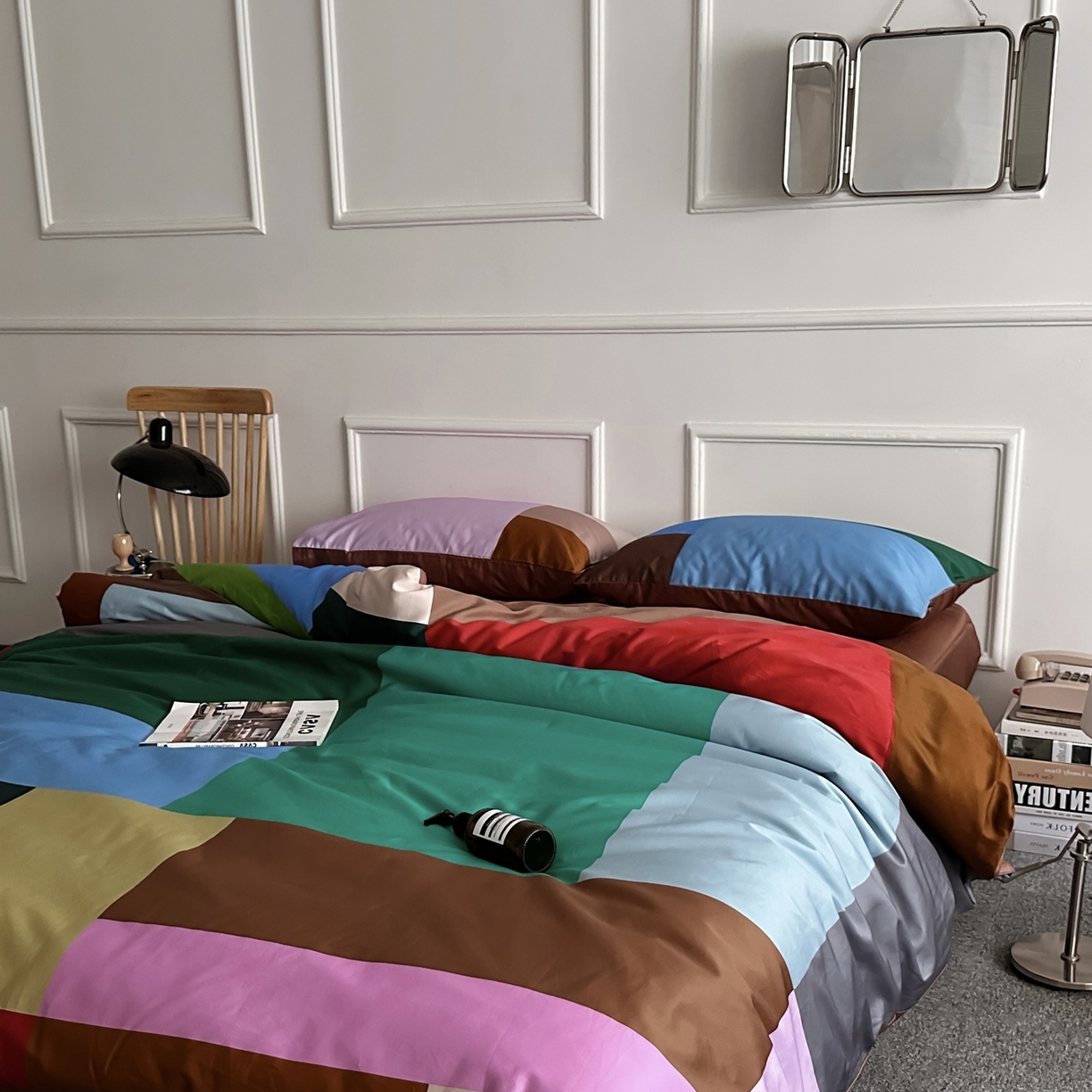 91家纺网 家纺一手货源 找家纺 （总）柚可家居 2026新款50支数码活性套件-方块宇宙（手提袋+控价）套件会员减20元 严格控价券后不低于 328和348元