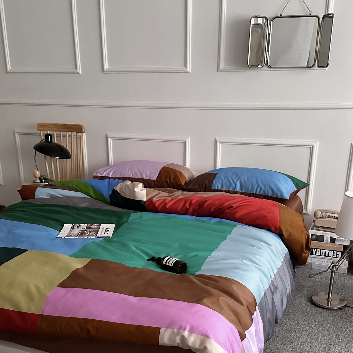 91家纺网 家纺一手货源 找家纺 （总）柚可家居 2026新款50支数码活性套件-方块宇宙（手提袋+控价）套件会员减20元 严格控价券后不低于 328和348元