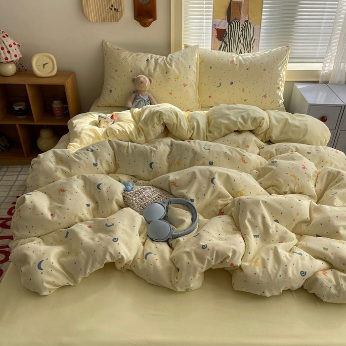 91家纺网 家纺一手货源 找家纺 （总）星禾优选 2025新款A类仿棉四件套古法水洗棉小清新印花四件套单被套系列(提供买家秀)