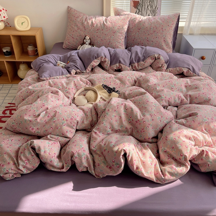 91家纺网 家纺一手货源 找家纺 （总）星禾优选 2025新款A类仿棉四件套古法水洗棉小清新印花四件套单被套系列(提供买家秀)