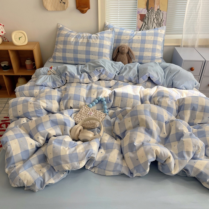 星禾优选 2025新款A类仿棉四件套古法水洗棉小清新印花四件套单被套系列(提供买家秀) 彩心格格