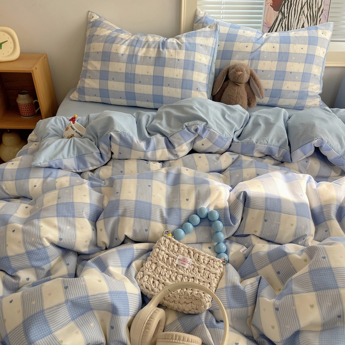 91家纺网 家纺一手货源 找家纺 星禾优选 2025新款A类仿棉四件套古法水洗棉小清新印花四件套单被套系列(提供买家秀) 彩心格格