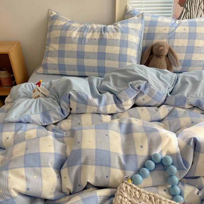 91家纺网 家纺一手货源 找家纺 星禾优选 2025新款A类仿棉四件套古法水洗棉小清新印花四件套单被套系列(提供买家秀) 彩心格格