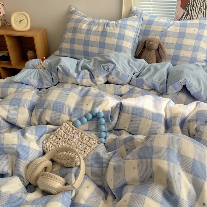 91家纺网 家纺一手货源 找家纺 星禾优选 2025新款A类仿棉四件套古法水洗棉小清新印花四件套单被套系列(提供买家秀) 彩心格格