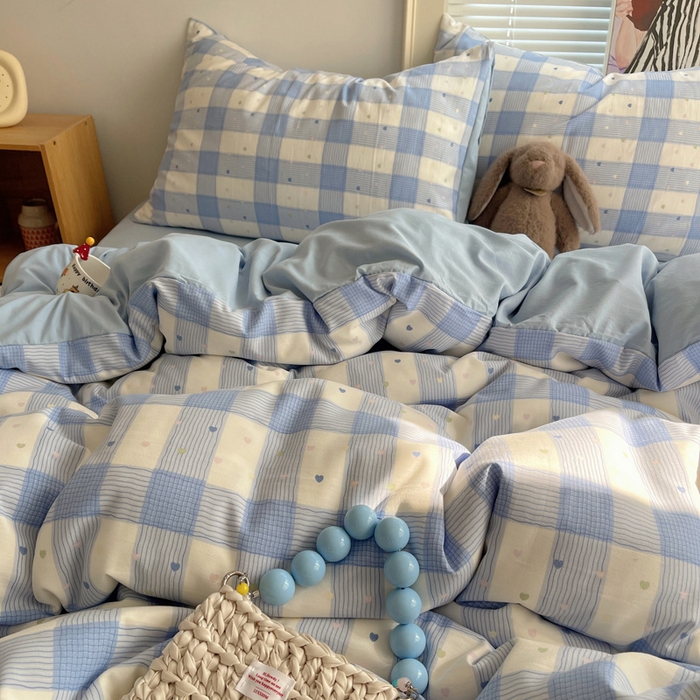 91家纺网 家纺一手货源 找家纺 星禾优选 2025新款A类仿棉四件套古法水洗棉小清新印花四件套单被套系列(提供买家秀) 彩心格格