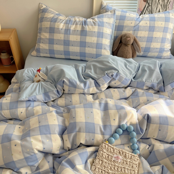 91家纺网 家纺一手货源 找家纺 星禾优选 2025新款A类仿棉四件套古法水洗棉小清新印花四件套单被套系列(提供买家秀) 彩心格格