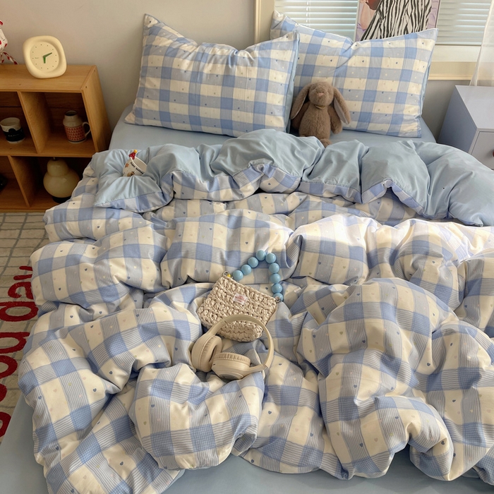 91家纺网 家纺一手货源 找家纺 星禾优选 2025新款A类仿棉四件套古法水洗棉小清新印花四件套单被套系列(提供买家秀) 彩心格格