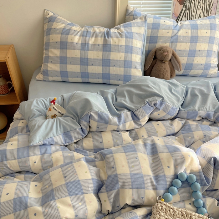 91家纺网 家纺一手货源 找家纺 星禾优选 2025新款A类仿棉四件套古法水洗棉小清新印花四件套单被套系列(提供买家秀) 彩心格格