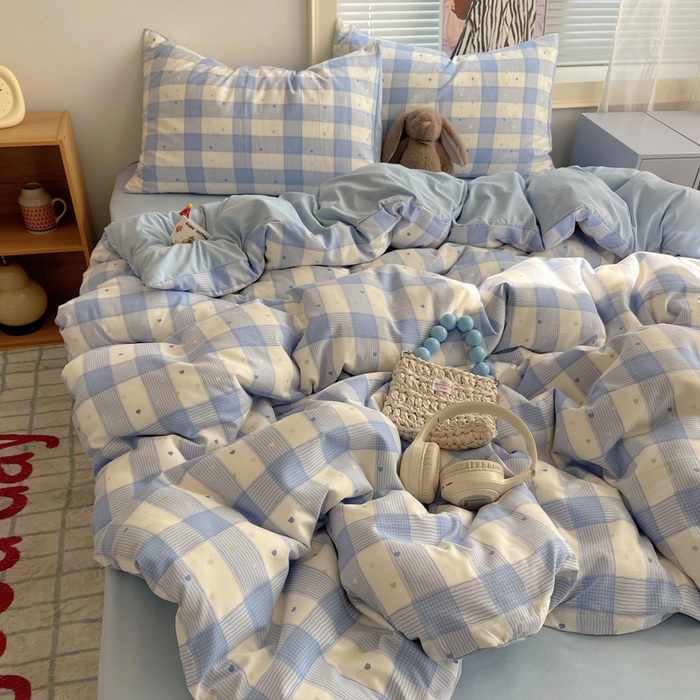 91家纺网 家纺一手货源 找家纺 星禾优选 2025新款A类仿棉四件套古法水洗棉小清新印花四件套单被套系列(提供买家秀) 彩心格格