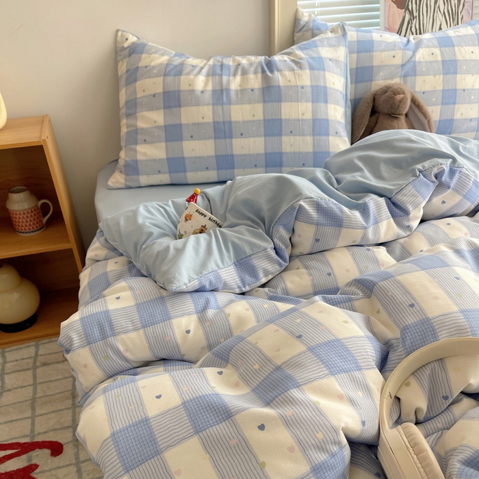 91家纺网 家纺一手货源 找家纺 星禾优选 2025新款A类仿棉四件套古法水洗棉小清新印花四件套单被套系列(提供买家秀) 彩心格格