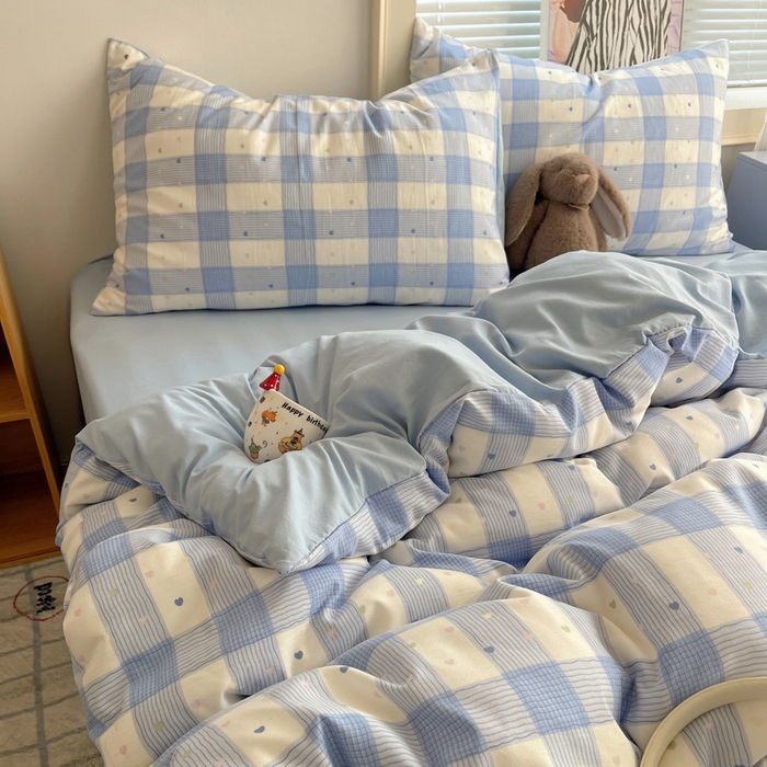 91家纺网 家纺一手货源 找家纺 星禾优选 2025新款A类仿棉四件套古法水洗棉小清新印花四件套单被套系列(提供买家秀) 彩心格格