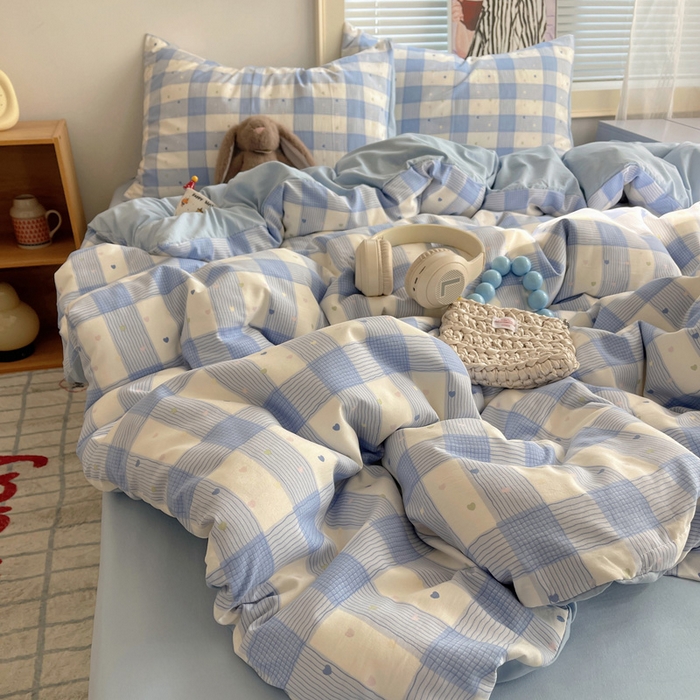 91家纺网 家纺一手货源 找家纺 星禾优选 2025新款A类仿棉四件套古法水洗棉小清新印花四件套单被套系列(提供买家秀) 彩心格格