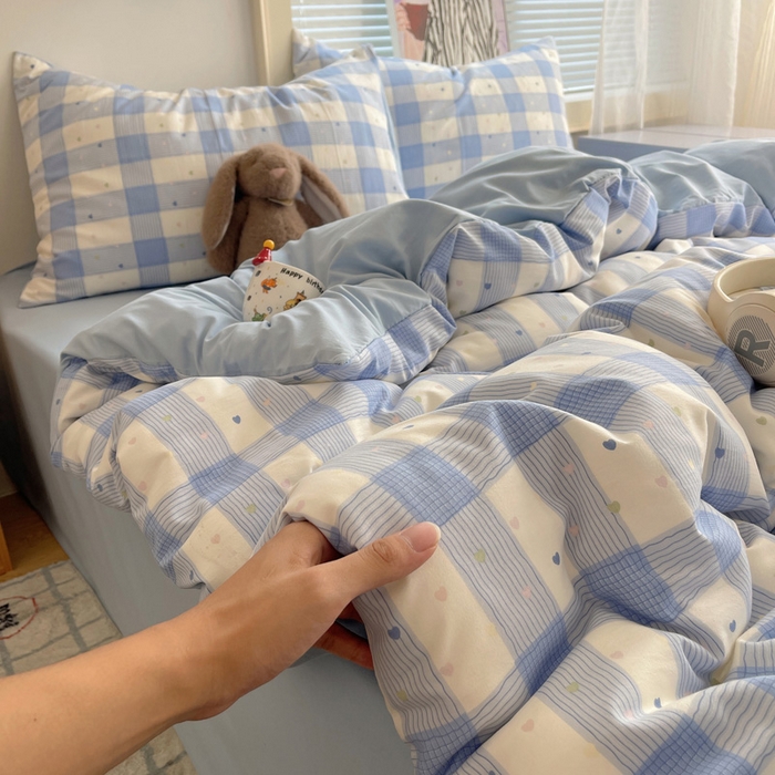 91家纺网 家纺一手货源 找家纺 星禾优选 2025新款A类仿棉四件套古法水洗棉小清新印花四件套单被套系列(提供买家秀) 彩心格格