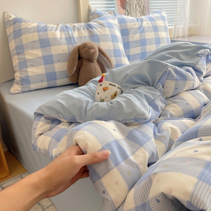 91家纺网 家纺一手货源 找家纺 星禾优选 2025新款A类仿棉四件套古法水洗棉小清新印花四件套单被套系列(提供买家秀) 彩心格格