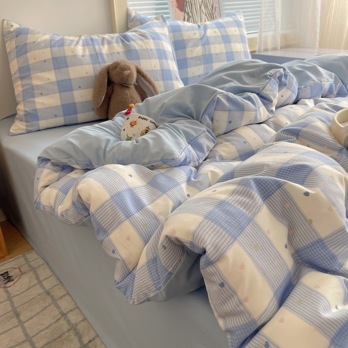 91家纺网 家纺一手货源 找家纺 星禾优选 2025新款A类仿棉四件套古法水洗棉小清新印花四件套单被套系列(提供买家秀) 彩心格格