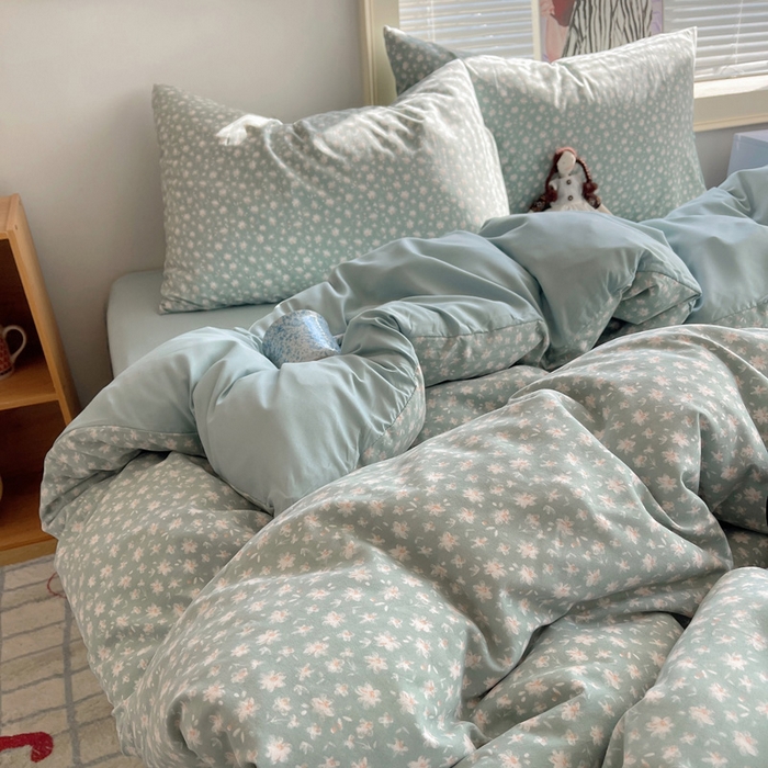 91家纺网 家纺一手货源 找家纺 星禾优选 2025新款A类仿棉四件套古法水洗棉小清新印花四件套单被套系列(提供买家秀) 茶色山野