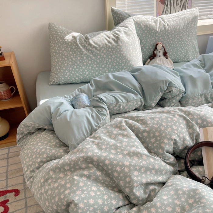 91家纺网 家纺一手货源 找家纺 星禾优选 2025新款A类仿棉四件套古法水洗棉小清新印花四件套单被套系列(提供买家秀) 茶色山野