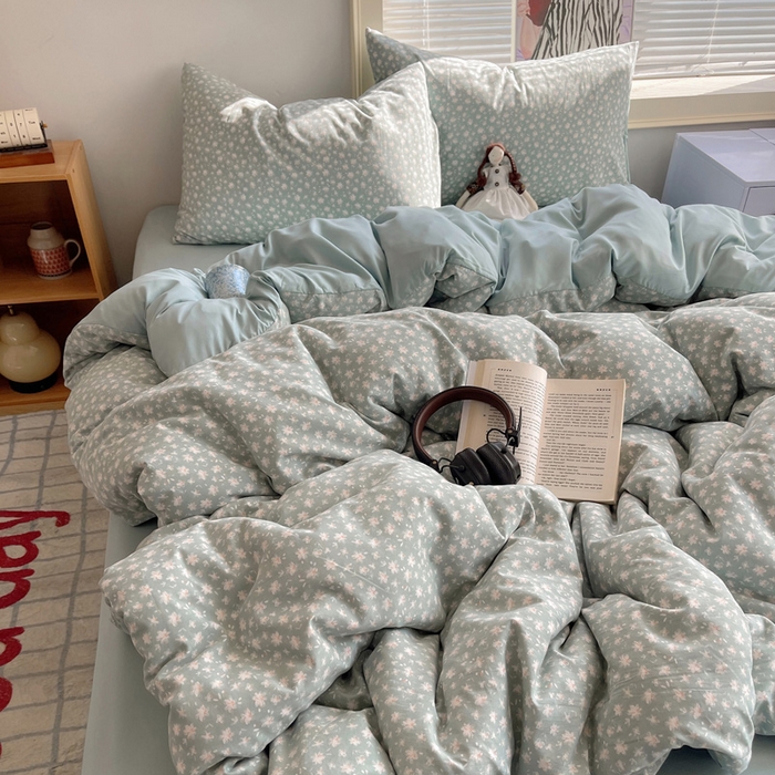 91家纺网 家纺一手货源 找家纺 星禾优选 2025新款A类仿棉四件套古法水洗棉小清新印花四件套单被套系列(提供买家秀) 茶色山野