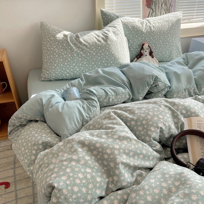 91家纺网 家纺一手货源 找家纺 星禾优选 2025新款A类仿棉四件套古法水洗棉小清新印花四件套单被套系列(提供买家秀) 茶色山野