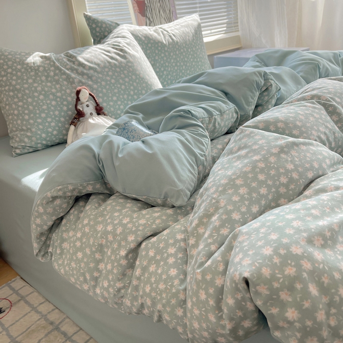 91家纺网 家纺一手货源 找家纺 星禾优选 2025新款A类仿棉四件套古法水洗棉小清新印花四件套单被套系列(提供买家秀) 茶色山野