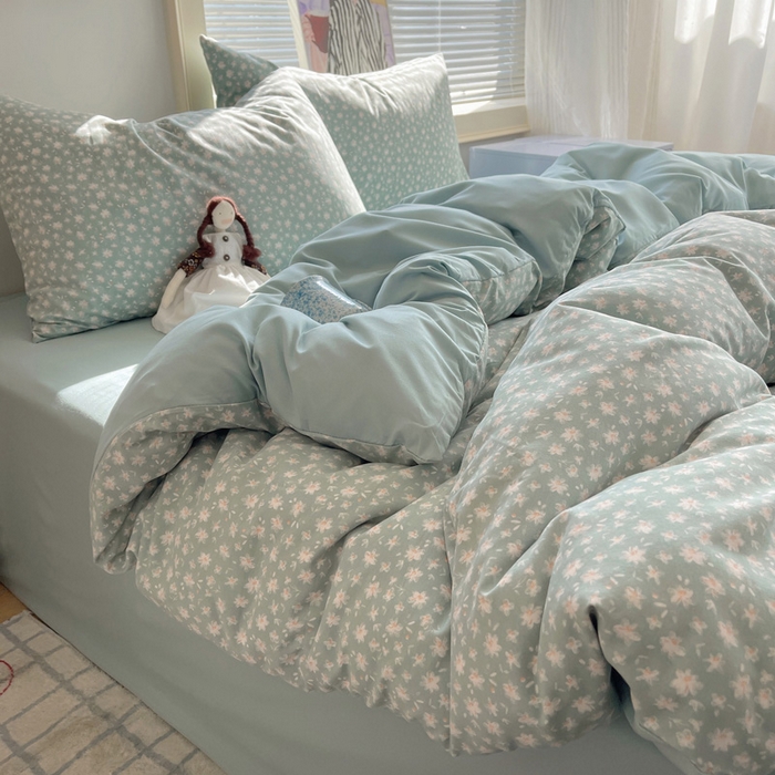 91家纺网 家纺一手货源 找家纺 星禾优选 2025新款A类仿棉四件套古法水洗棉小清新印花四件套单被套系列(提供买家秀) 茶色山野