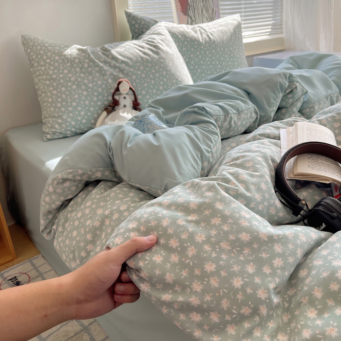 91家纺网 家纺一手货源 找家纺 星禾优选 2025新款A类仿棉四件套古法水洗棉小清新印花四件套单被套系列(提供买家秀) 茶色山野