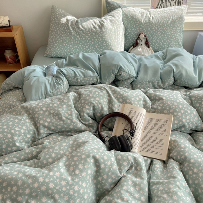 91家纺网 家纺一手货源 找家纺 星禾优选 2025新款A类仿棉四件套古法水洗棉小清新印花四件套单被套系列(提供买家秀) 茶色山野