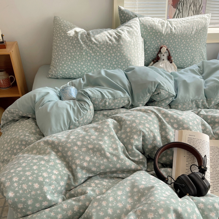 91家纺网 家纺一手货源 找家纺 星禾优选 2025新款A类仿棉四件套古法水洗棉小清新印花四件套单被套系列(提供买家秀) 茶色山野