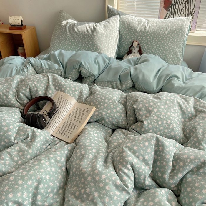 91家纺网 家纺一手货源 找家纺 星禾优选 2025新款A类仿棉四件套古法水洗棉小清新印花四件套单被套系列(提供买家秀) 茶色山野