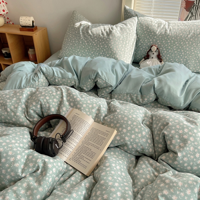 91家纺网 家纺一手货源 找家纺 星禾优选 2025新款A类仿棉四件套古法水洗棉小清新印花四件套单被套系列(提供买家秀) 茶色山野