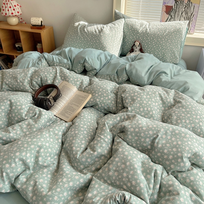 91家纺网 家纺一手货源 找家纺 星禾优选 2025新款A类仿棉四件套古法水洗棉小清新印花四件套单被套系列(提供买家秀) 茶色山野