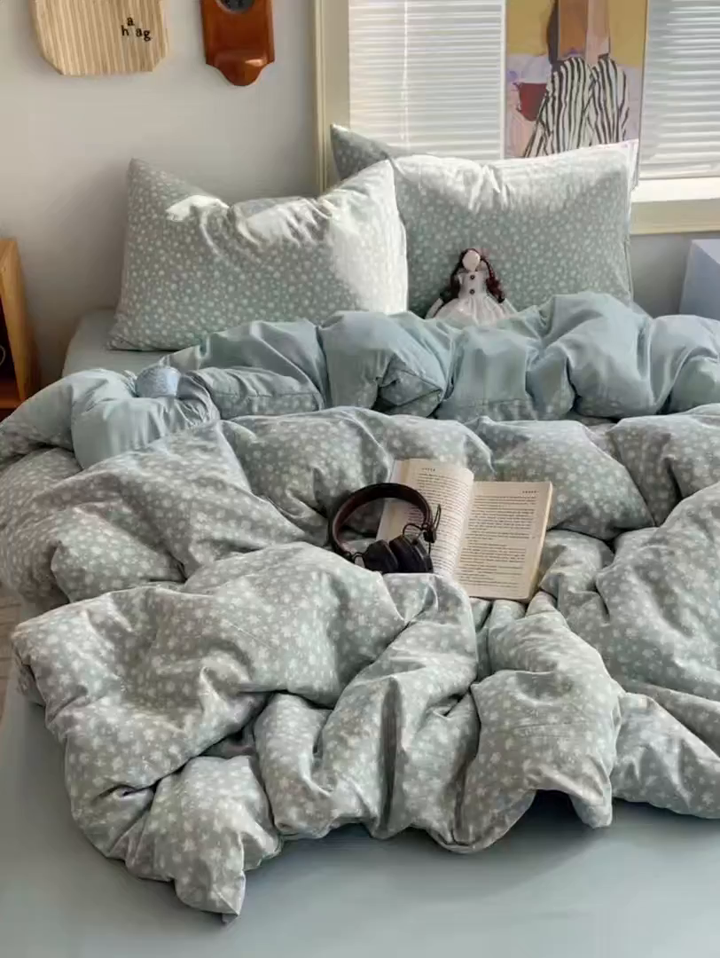 91家纺网 家纺一手货源 找家纺 星禾优选 2025新款A类仿棉四件套古法水洗棉小清新印花四件套单被套系列(提供买家秀) 茶色山野