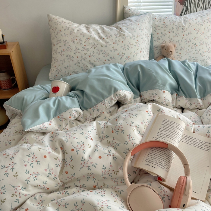 91家纺网 家纺一手货源 找家纺 星禾优选 2025新款A类仿棉四件套古法水洗棉小清新印花四件套单被套系列(提供买家秀) 粉意盎然