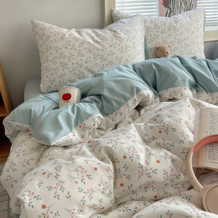 91家纺网 家纺一手货源 找家纺 星禾优选 2025新款A类仿棉四件套古法水洗棉小清新印花四件套单被套系列(提供买家秀) 粉意盎然