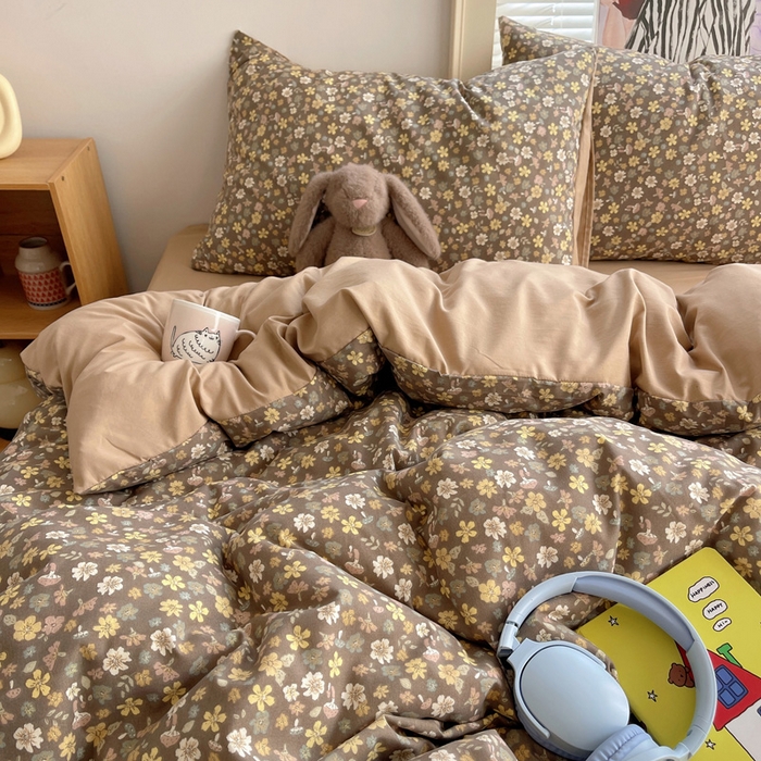 91家纺网 家纺一手货源 找家纺 星禾优选 2025新款A类仿棉四件套古法水洗棉小清新印花四件套单被套系列(提供买家秀) 复古小花