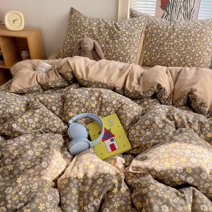 91家纺网 家纺一手货源 找家纺 星禾优选 2025新款A类仿棉四件套古法水洗棉小清新印花四件套单被套系列(提供买家秀) 复古小花