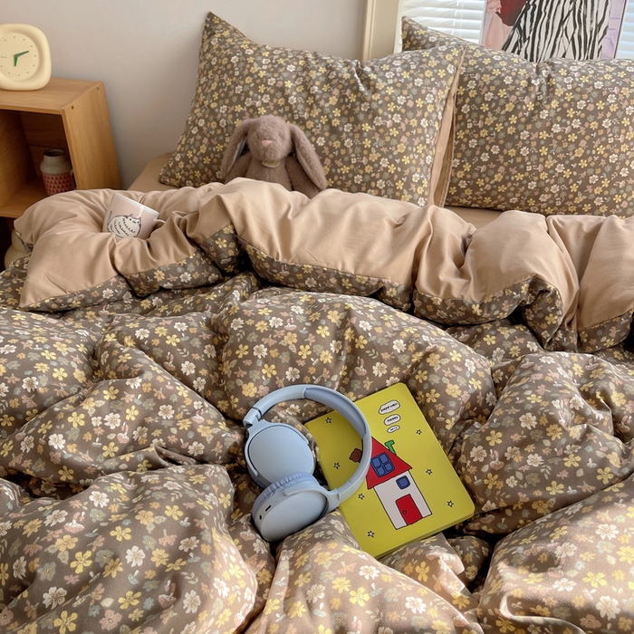 91家纺网 家纺一手货源 找家纺 星禾优选 2025新款A类仿棉四件套古法水洗棉小清新印花四件套单被套系列(提供买家秀) 复古小花