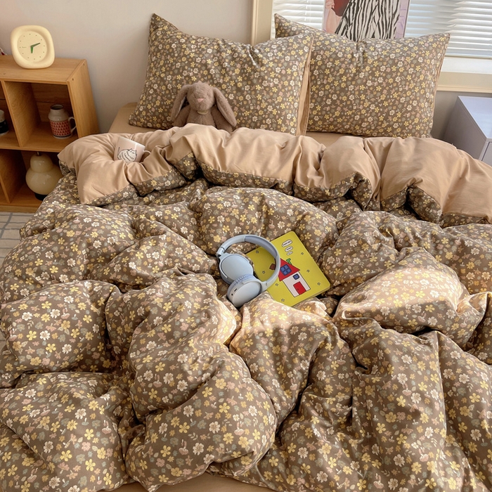 91家纺网 家纺一手货源 找家纺 星禾优选 2025新款A类仿棉四件套古法水洗棉小清新印花四件套单被套系列(提供买家秀) 复古小花