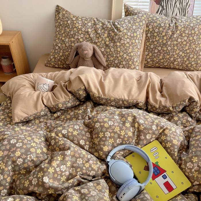 91家纺网 家纺一手货源 找家纺 星禾优选 2025新款A类仿棉四件套古法水洗棉小清新印花四件套单被套系列(提供买家秀) 复古小花