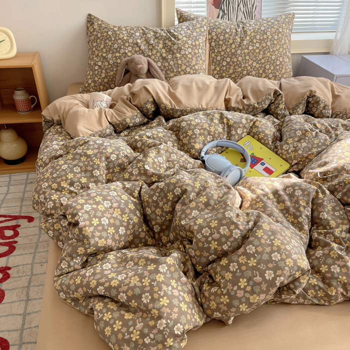 91家纺网 家纺一手货源 找家纺 星禾优选 2025新款A类仿棉四件套古法水洗棉小清新印花四件套单被套系列(提供买家秀) 复古小花