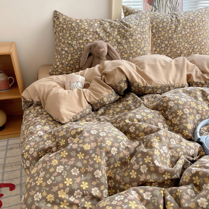 91家纺网 家纺一手货源 找家纺 星禾优选 2025新款A类仿棉四件套古法水洗棉小清新印花四件套单被套系列(提供买家秀) 复古小花