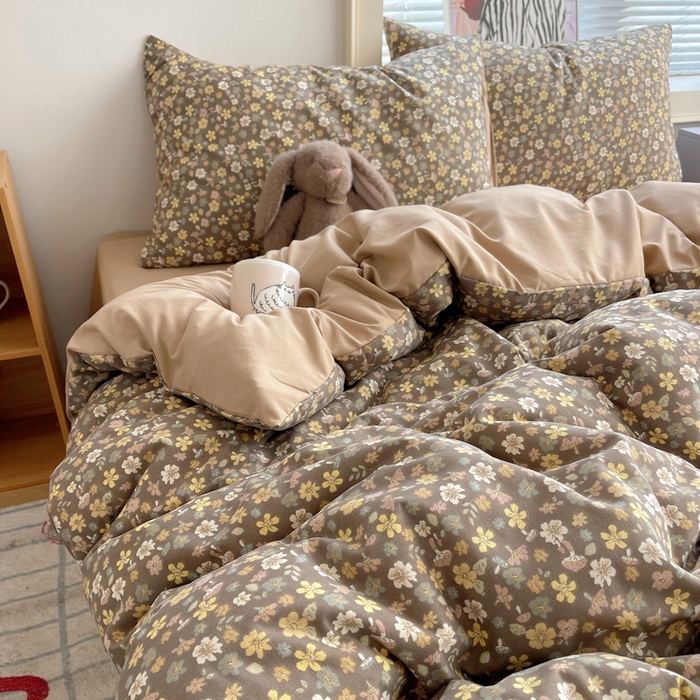 91家纺网 家纺一手货源 找家纺 星禾优选 2025新款A类仿棉四件套古法水洗棉小清新印花四件套单被套系列(提供买家秀) 复古小花