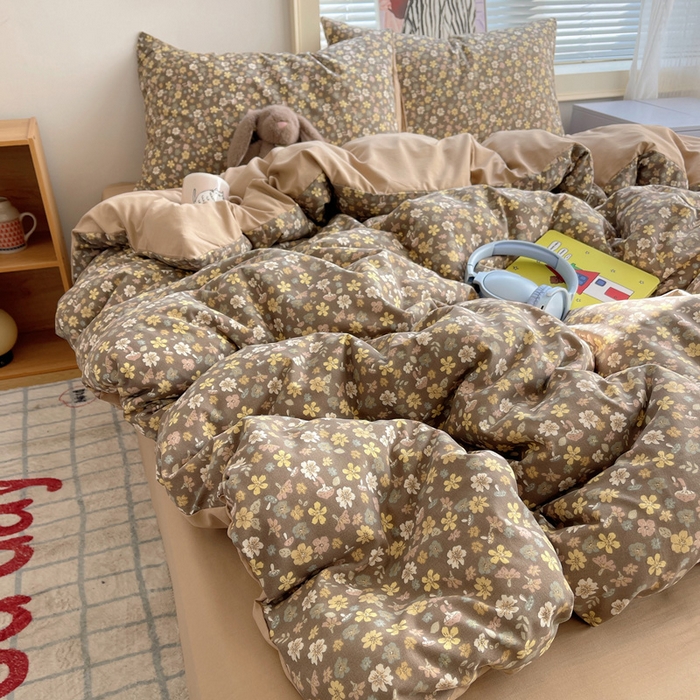 91家纺网 家纺一手货源 找家纺 星禾优选 2025新款A类仿棉四件套古法水洗棉小清新印花四件套单被套系列(提供买家秀) 复古小花