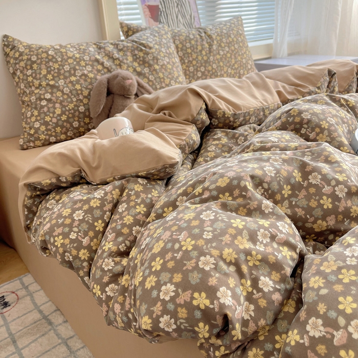 91家纺网 家纺一手货源 找家纺 星禾优选 2025新款A类仿棉四件套古法水洗棉小清新印花四件套单被套系列(提供买家秀) 复古小花