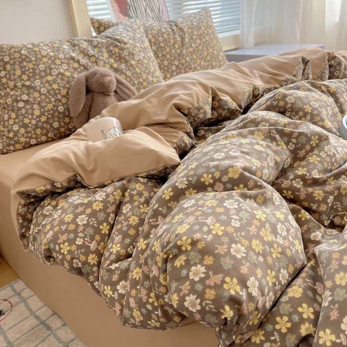 91家纺网 家纺一手货源 找家纺 星禾优选 2025新款A类仿棉四件套古法水洗棉小清新印花四件套单被套系列(提供买家秀) 复古小花