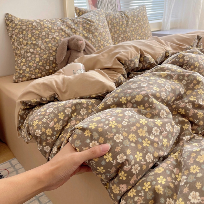 91家纺网 家纺一手货源 找家纺 星禾优选 2025新款A类仿棉四件套古法水洗棉小清新印花四件套单被套系列(提供买家秀) 复古小花