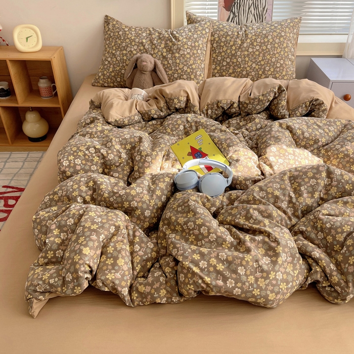 91家纺网 家纺一手货源 找家纺 星禾优选 2025新款A类仿棉四件套古法水洗棉小清新印花四件套单被套系列(提供买家秀) 复古小花