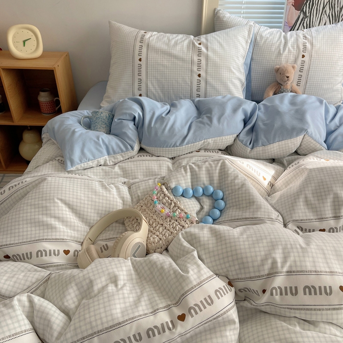 91家纺网 家纺一手货源 找家纺 星禾优选 2025新款A类仿棉四件套古法水洗棉小清新印花四件套单被套系列(提供买家秀) 浅眠