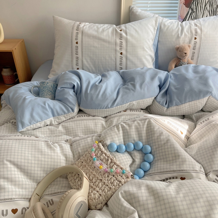 91家纺网 家纺一手货源 找家纺 星禾优选 2025新款A类仿棉四件套古法水洗棉小清新印花四件套单被套系列(提供买家秀) 浅眠